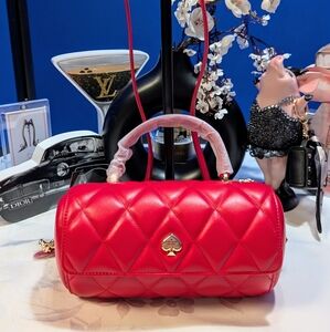 Kate Spade "Ruby Red" Quilted Leather Heart Barrel Crossbody Bag